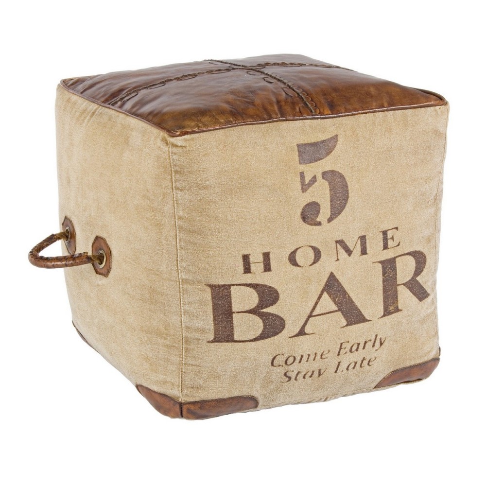 Pouf cubo in pelle stile industriale 45x45x45 cm
