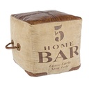 Pouf cubo in pelle stile industriale 45x45x45 cm