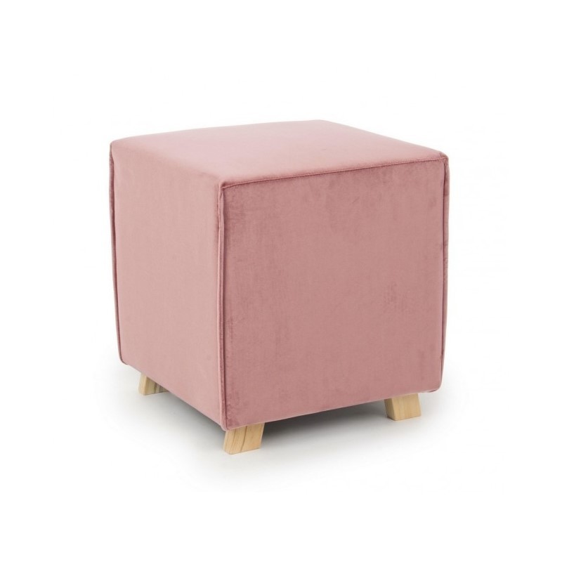 Pouf in velluto vintage Rosa Antico ADELINE 40x40x h44 cm