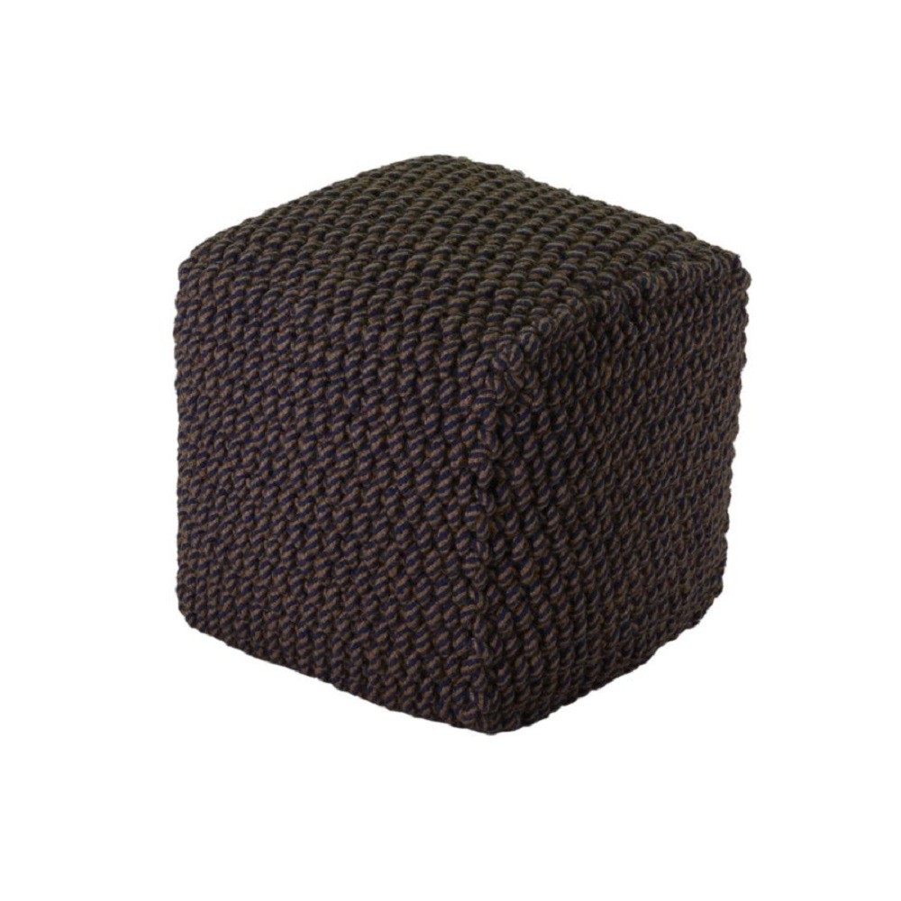 Pouf tessuto crema blu quadrato 43x43x43 cm