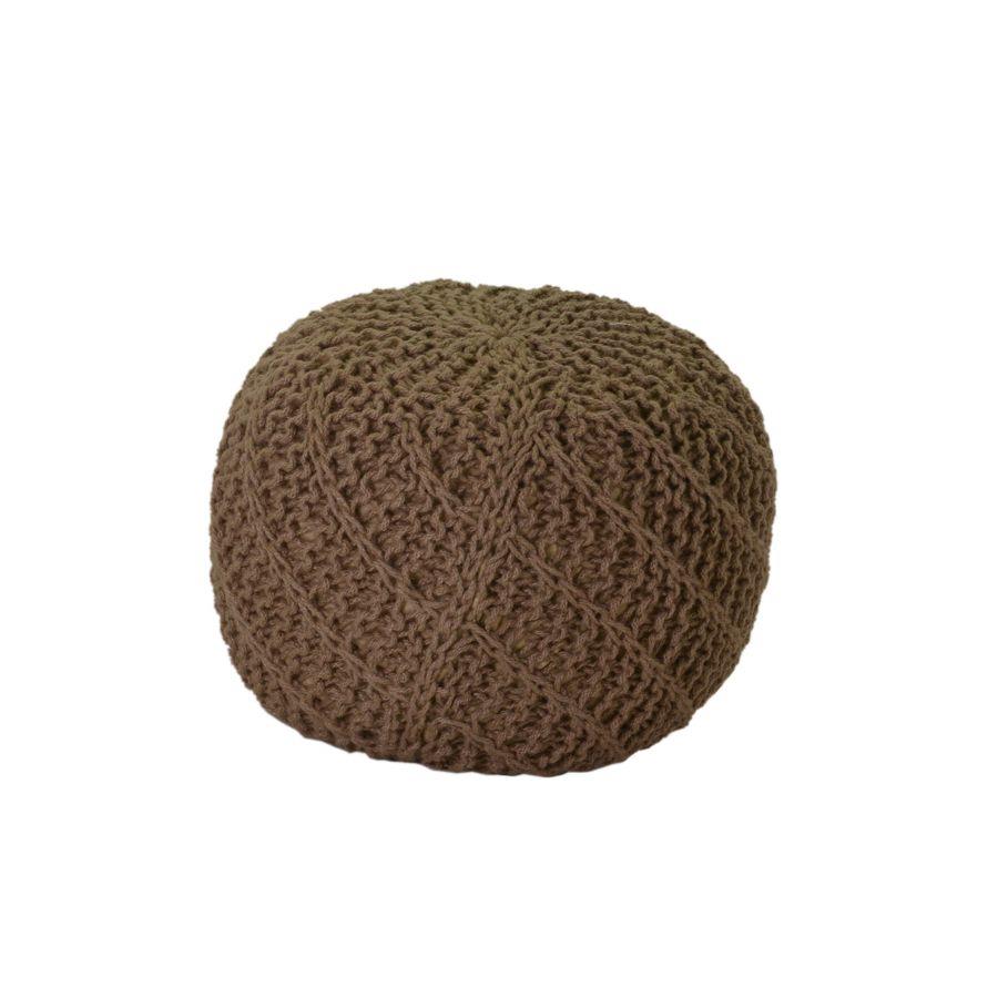 Pouff in tessuto crema tondo - Misura: 47x36 cm