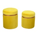 Puff in velluto giallo ø39h49