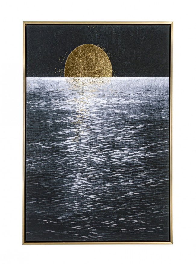 Quadro C-C Bold 585 62x92 - Opera d'arte su tela con applicazioni ad olio e fogli dorati