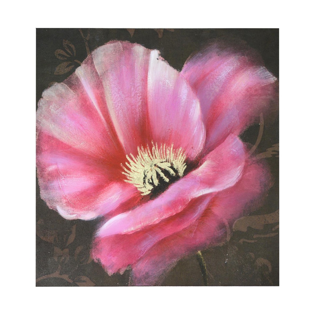 Quadro moderno dipinto fiore rosa - 80x80x4 cm