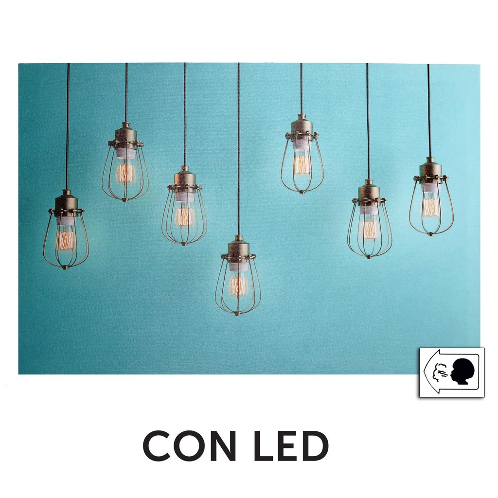 Quadro con lampadine a led 60x40x1,8 cm