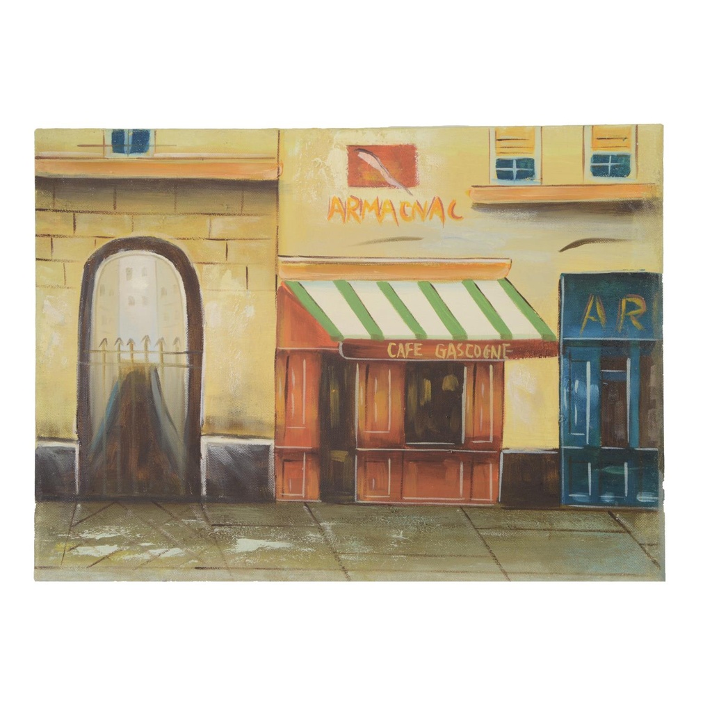 Quadro paesaggio urbano in legno e tela 30x2x40 cm