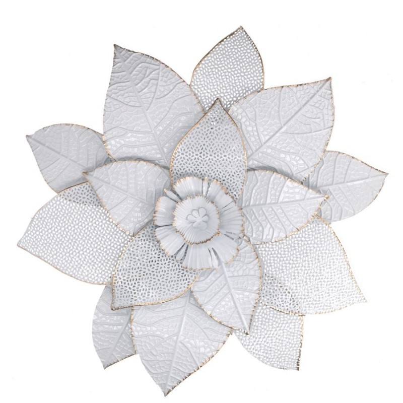 Quadro Metallo Fiore Bianco Decorazione a Muro 46x6 cm