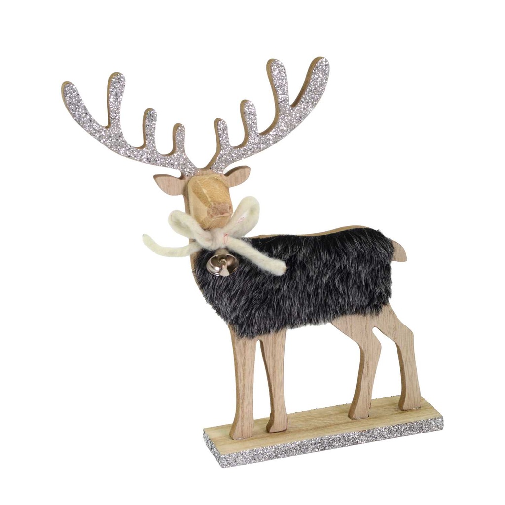 Renna in legno tessuto blu 22x5x26 cm