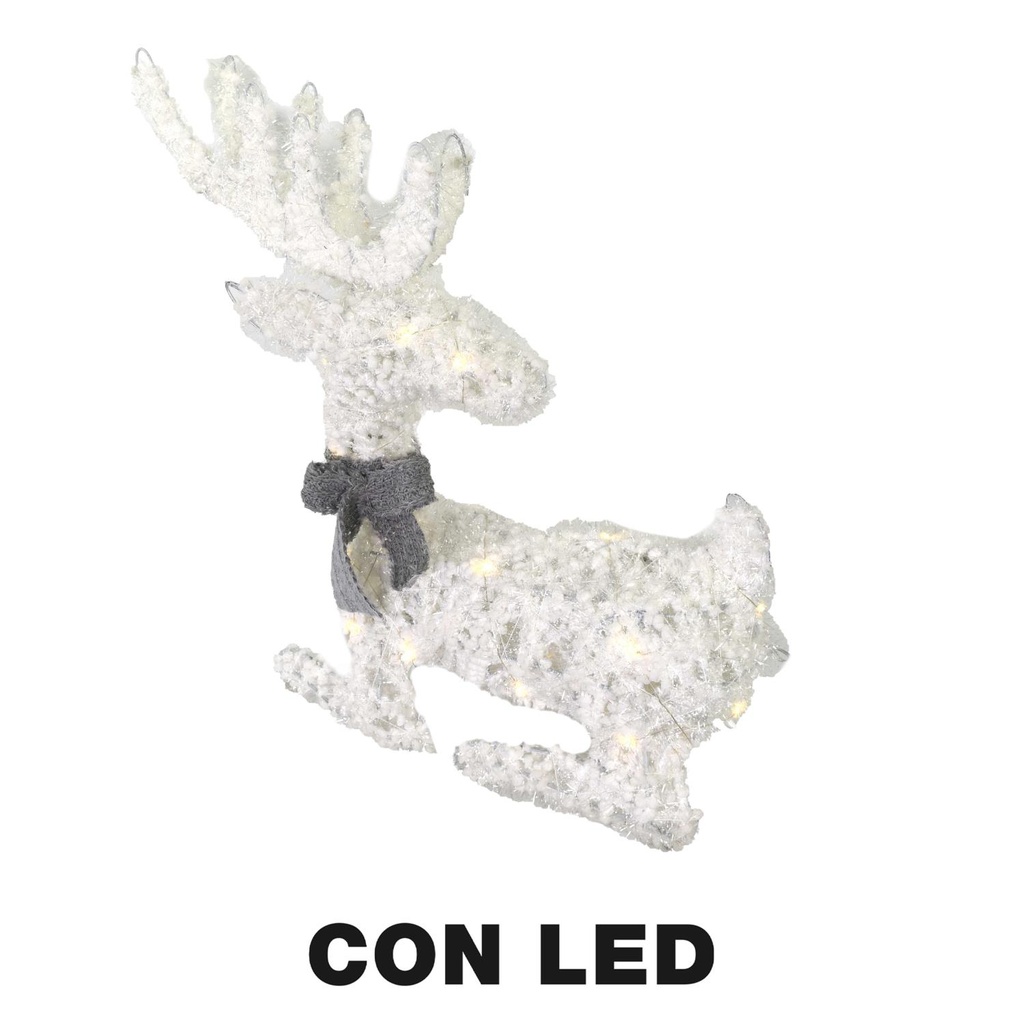 Renna Plastica con LED Bianco 56x17x49 cm