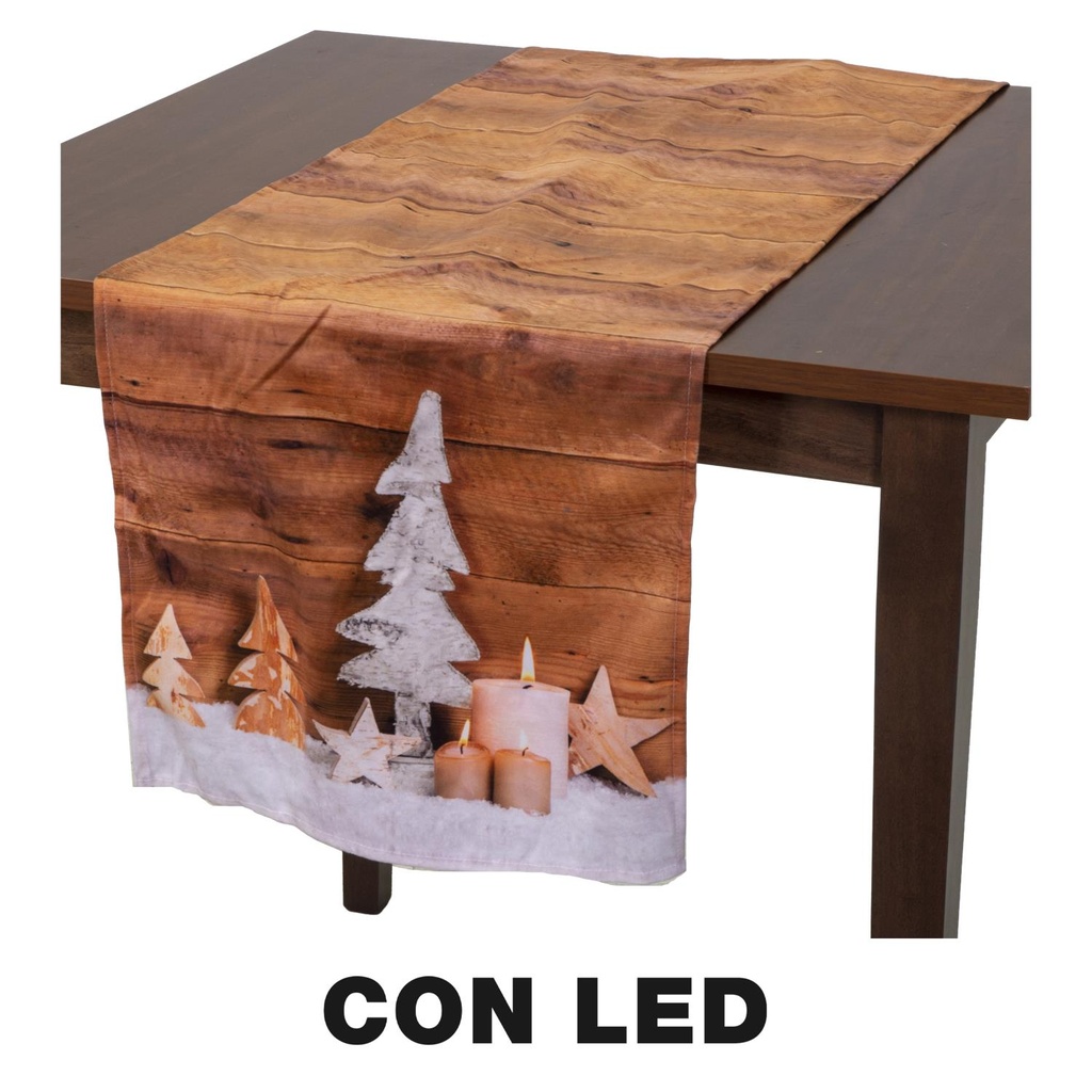 Runner in tessuto con decorazioni a LED beige 40x150 cm