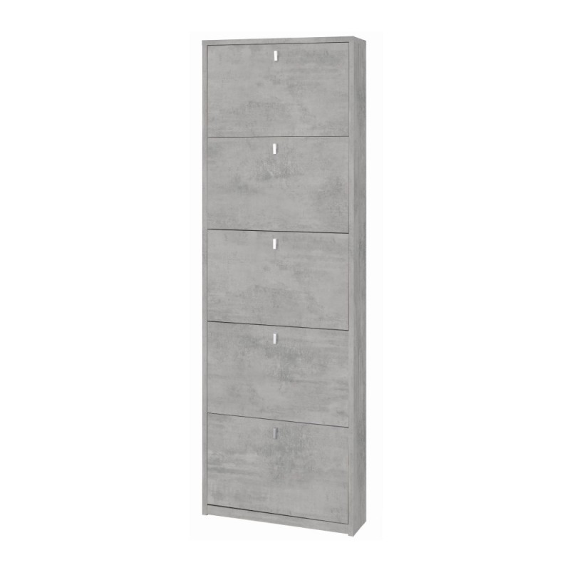 Scarpiera Slim Cinque Ante Beton Cemento 63x18x h190 cm