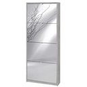 Scarpiera Slim Salvaspazio Quattro Ante a Specchio Beton Cemento 63x18x h154 cm