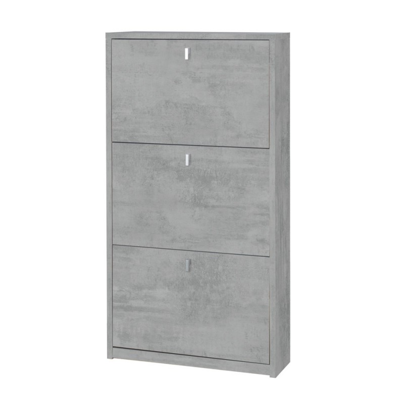 Scarpiera Slim Salvaspazio Tre Ante Beton Cemento 63x18x h117 cm