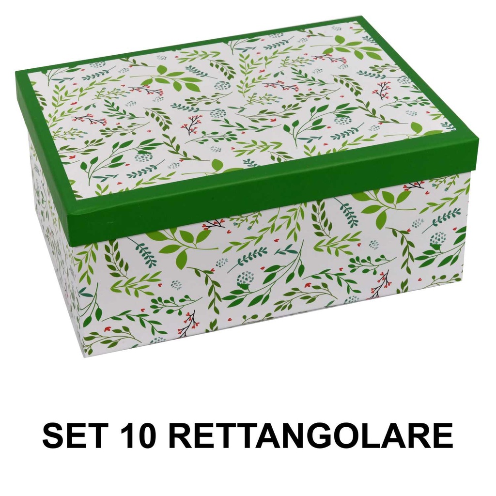 Scatola cartone verde bianco rettangolare cm37,5x29h16