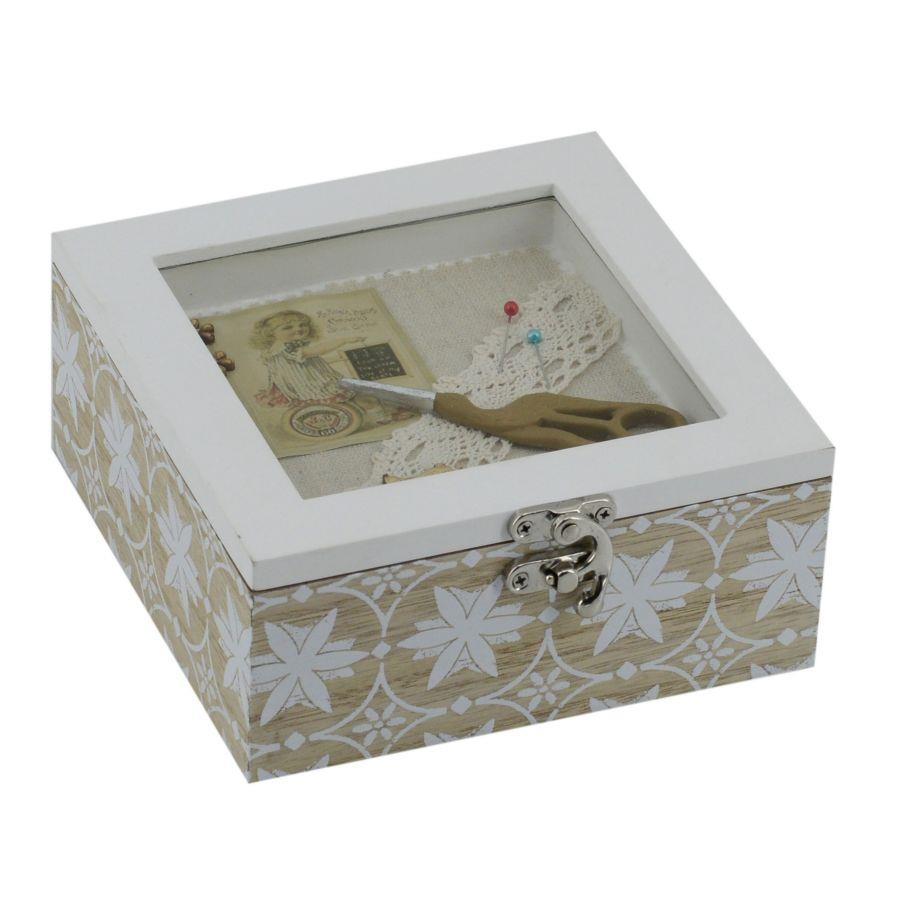 Scatola in legno rosina naturale quadro 15x15x7 cm