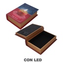 Scatola libro ecopelle con led rettangolare 29x20x8 cm