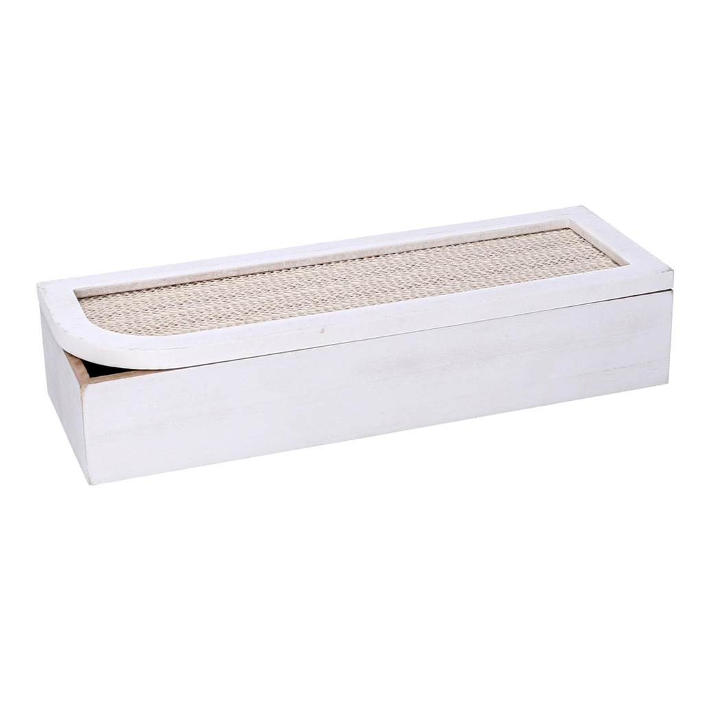 Scatola portathe legno bianco rettangolare 29x10x6 cm