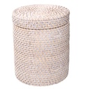 Scatola Rattan Algarve Bianco Tondo 20x20x24 cm