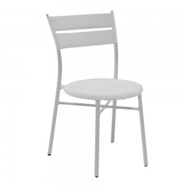 Sedia da giardino bianca in polirattan, 45 x 56 x h86 cm