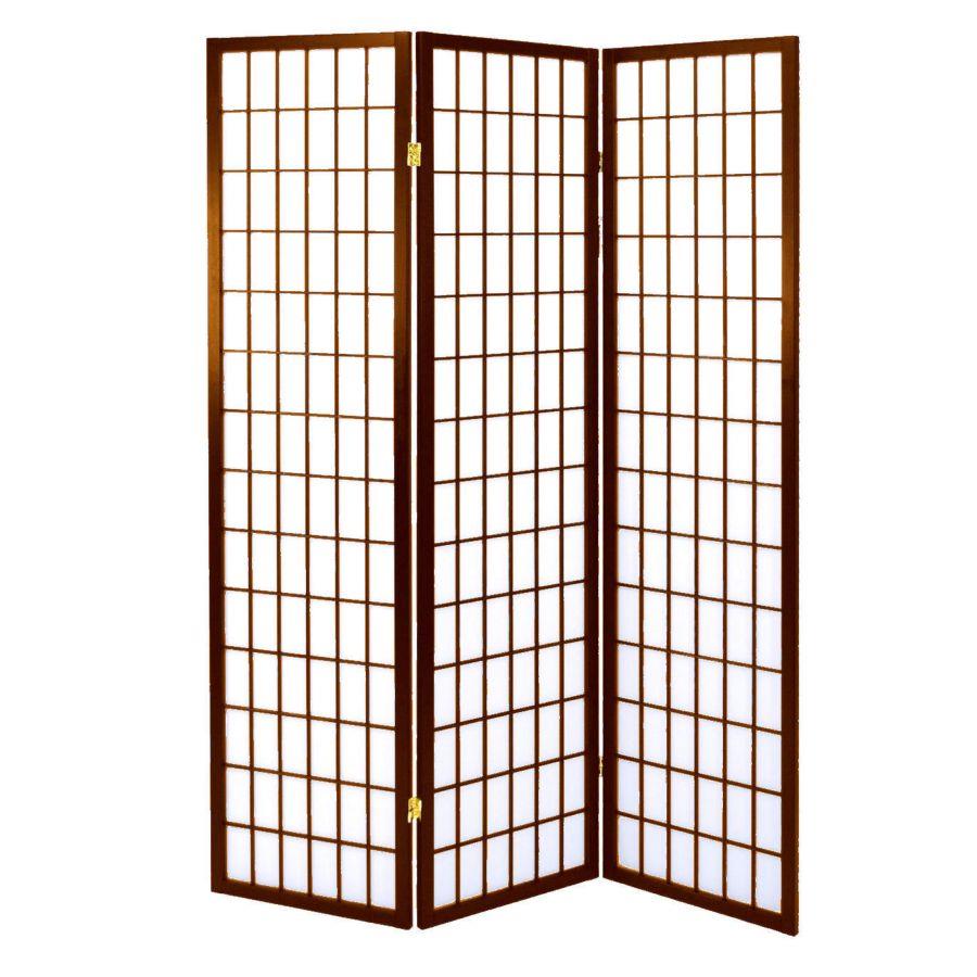 Separé a tre ante in carta di riso colore noce - Dimensioni: 45x180 cm
