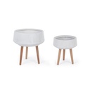 Set 2 Portavaso Ciotola Modern - Fibra di vetro - Gambe in legno di faggio - Misure: 33x36 cm, 43x45.5 cm