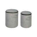Set 2 Pouf in tessuto con contenitore Grigio - Dimensioni: Alto 35 cm x 44 cm, Basso 30,5 cm x 38 cm