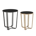 Set 2 Tavolini Oro-Nero in Metallo Stile Design - Ø42cm x 54.5cm, Ø50cm x 60cm