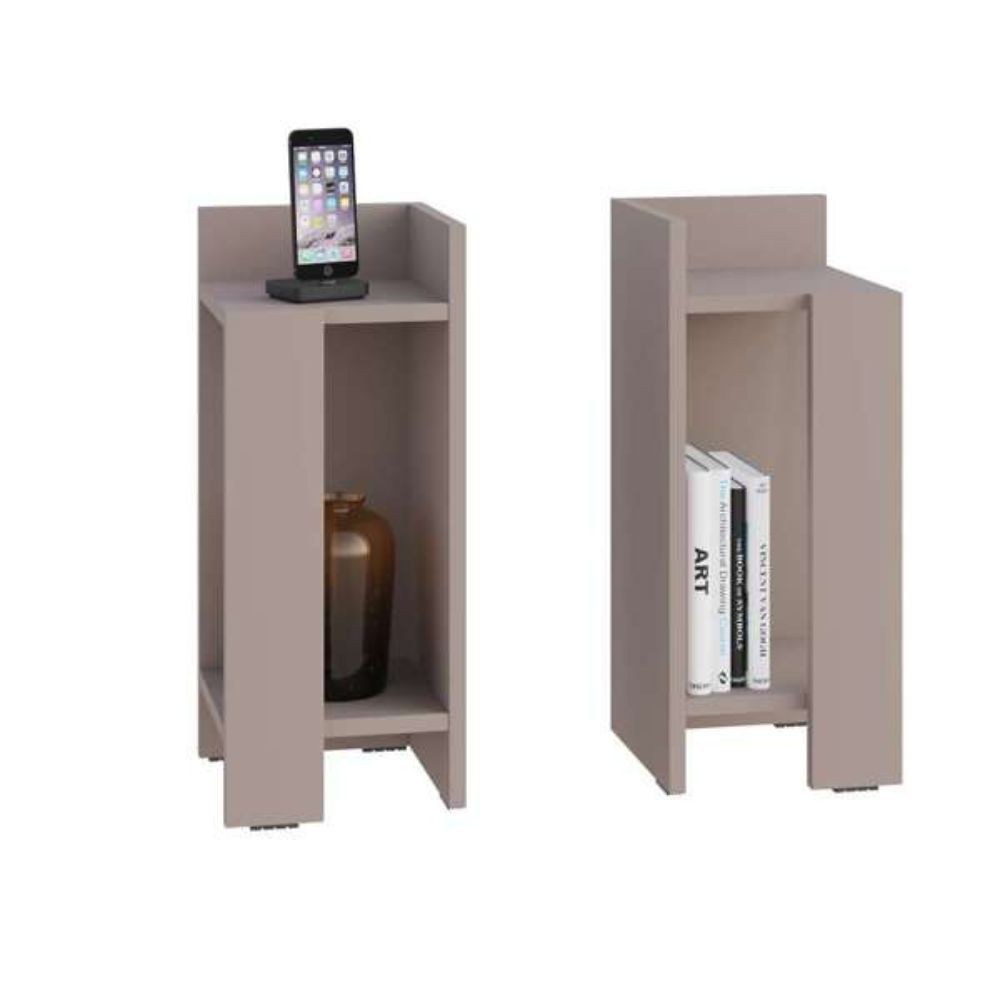 Set 2 tavolini comodini Elos colore light mocha 25x25x60 cm