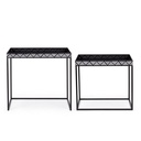 Set 2 tavolini in metallo nero Inky - Stile industriale - Grande 61.5x35.5x58 cm, Piccolo 52x32.5x48 cm