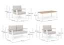 Set salotto giardino Belmar bianco - Poltrone 73x75x84 cm, Divano 132x75x84 cm, Tavolino 110x57x40 cm