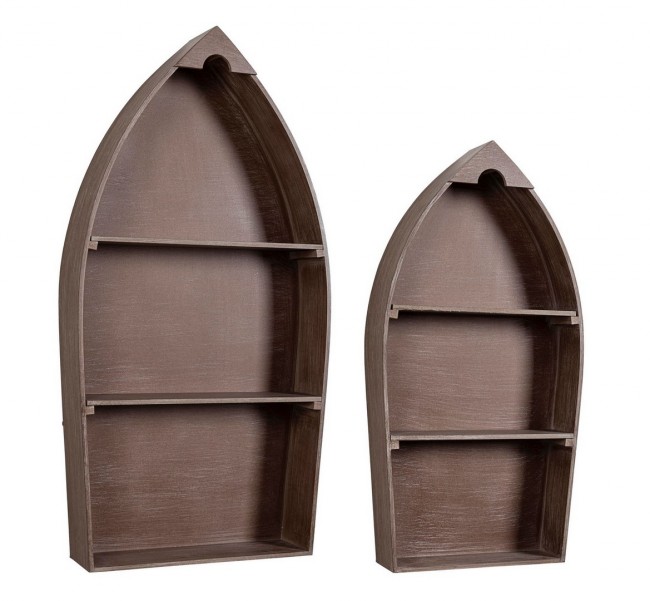 Set di 2 Mensole Boat Naturale - Dimensioni: 49x13x96,5 cm e 38,5x11x76,5 cm