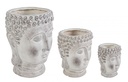 Set3 Vaso Testa Buddha in Fibra di Argilla