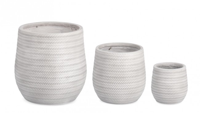 Set3 Vaso Tressage Bomb Bianco in Fibra di Vetro e Argilla Colorata