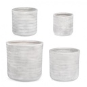 Set4 Vaso Tressage Cil Bianco in Fibra di Vetro e Argilla Colorata