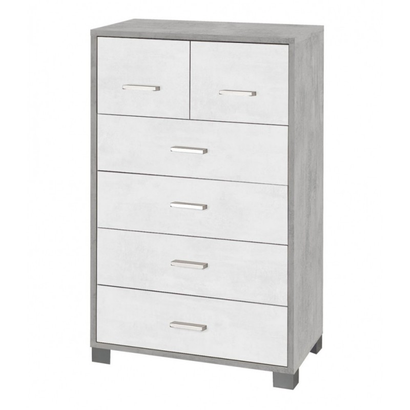 Settimino alto sei cassetti Bianco Cemento 70x41x h112 cm