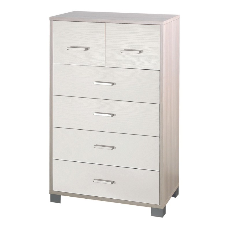 Settimino alto sei cassetti Olmo Bianco 70x41x h112 cm
