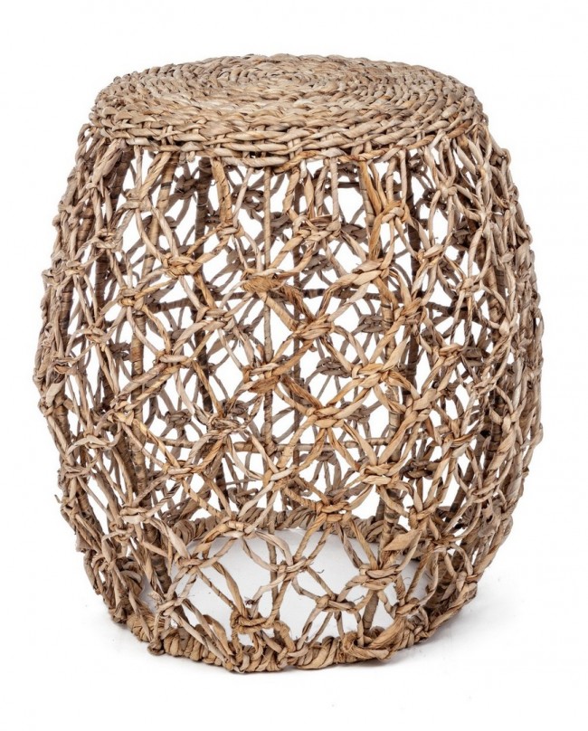 Sgabello Amelina H50 in Acciaio Verniciato a Polvere e Intreccio in Fibra Naturale