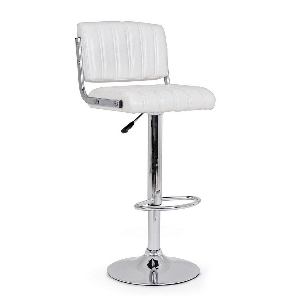 Sgabello bar acciaio ecopelle bianco Barclay cm 46 x 51,5 x 88,5 