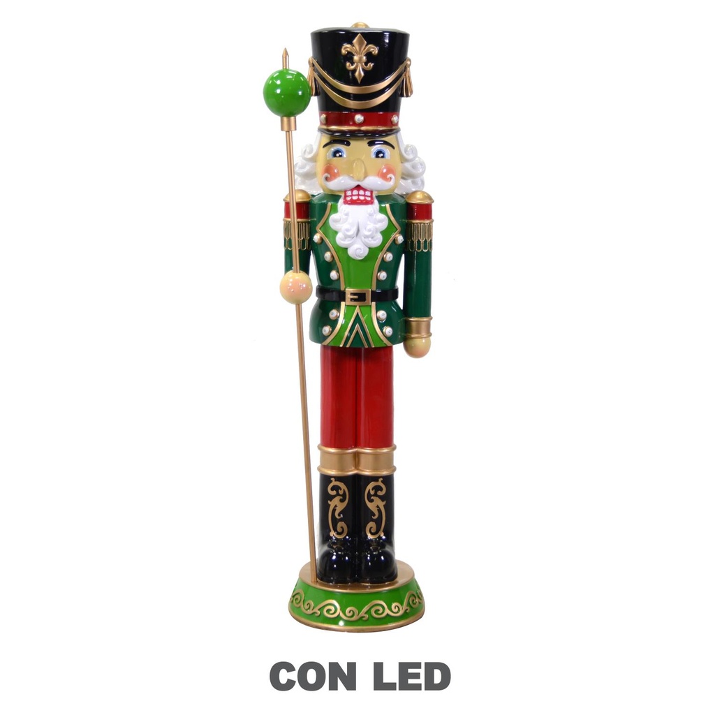 Soldatino in resina con led nero 47x44x156 cm