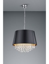 Lampada a Sospensione 3 Luci Loreley Nero Oro e Pendagli Decorativi