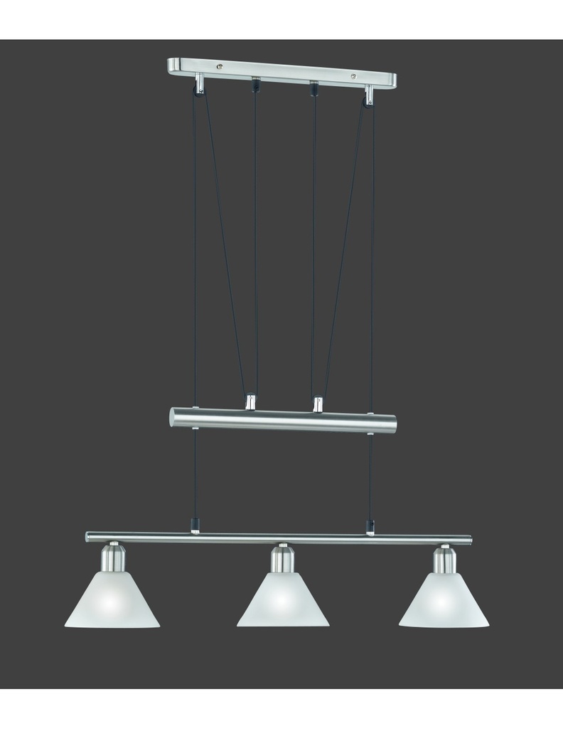 Sospensione 3 Luci Saliscendi Nichel L66 cm