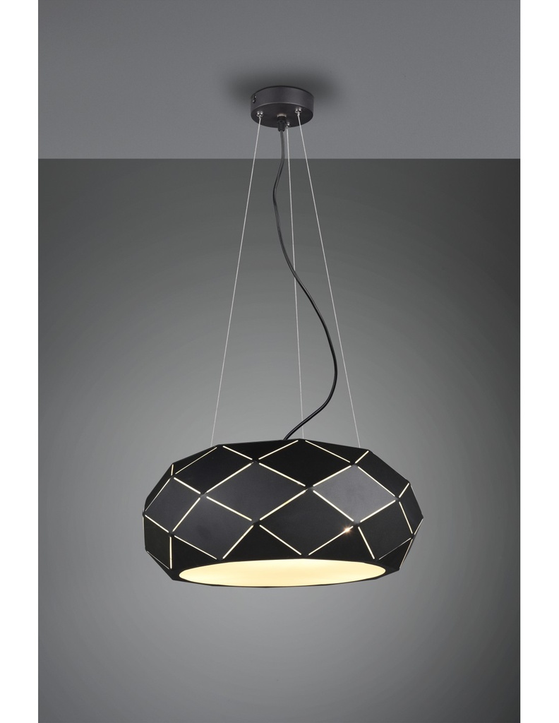 Sospensione 3xE27 Zandor Nero Ø50 cm Trio Lighting