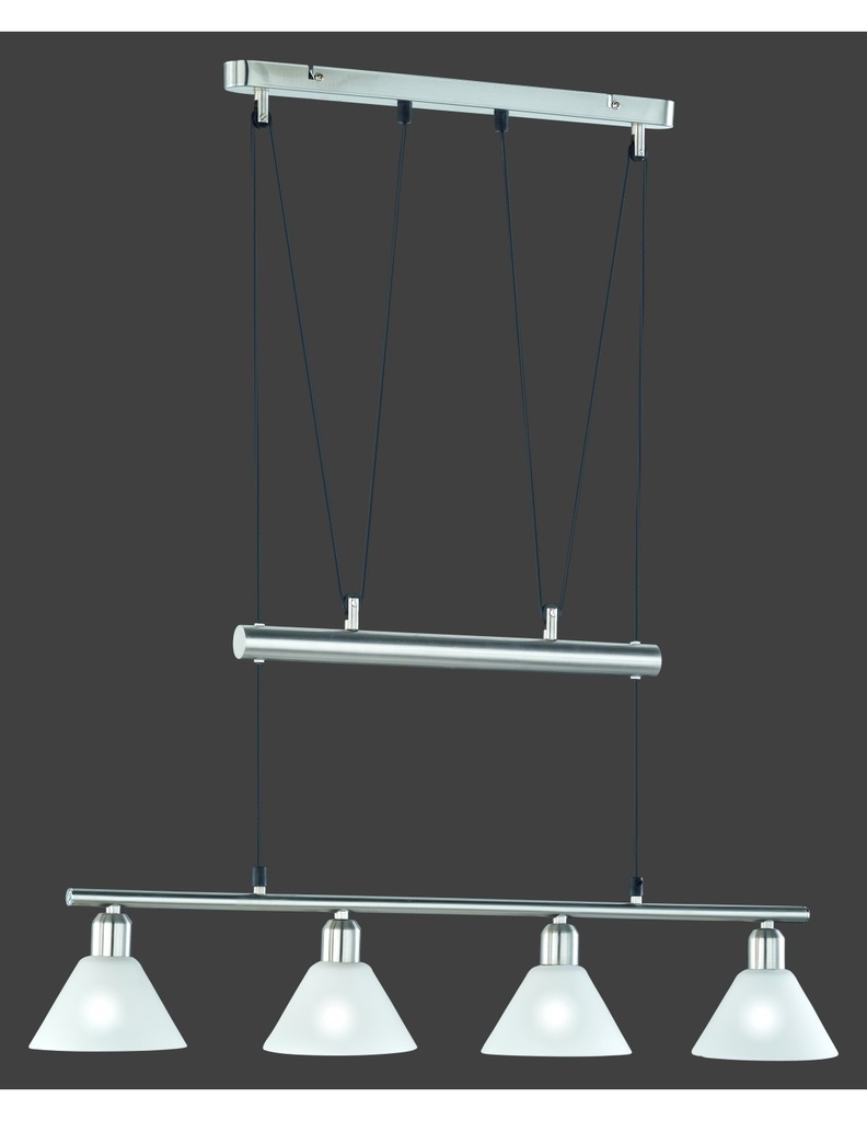 Sospensione 5 Luci Saliscendi Nichel L102 cm