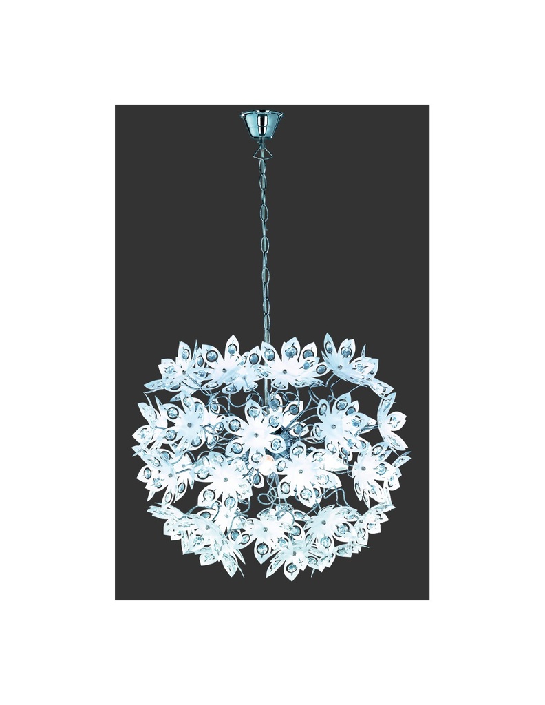 Sospensione con Fiori Bianchi Ø50 cm - Luce Cromo - Trio Lighting