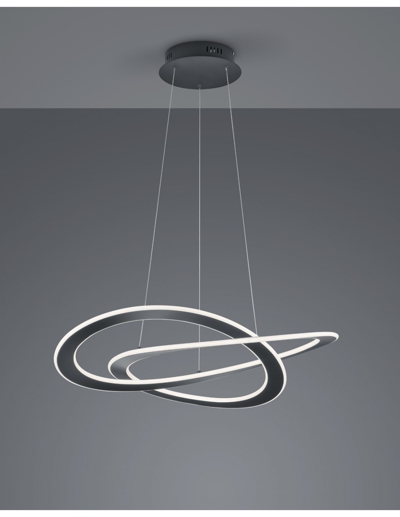 Lampada Sospensione Moderna 2 Cerchi Led Antracite