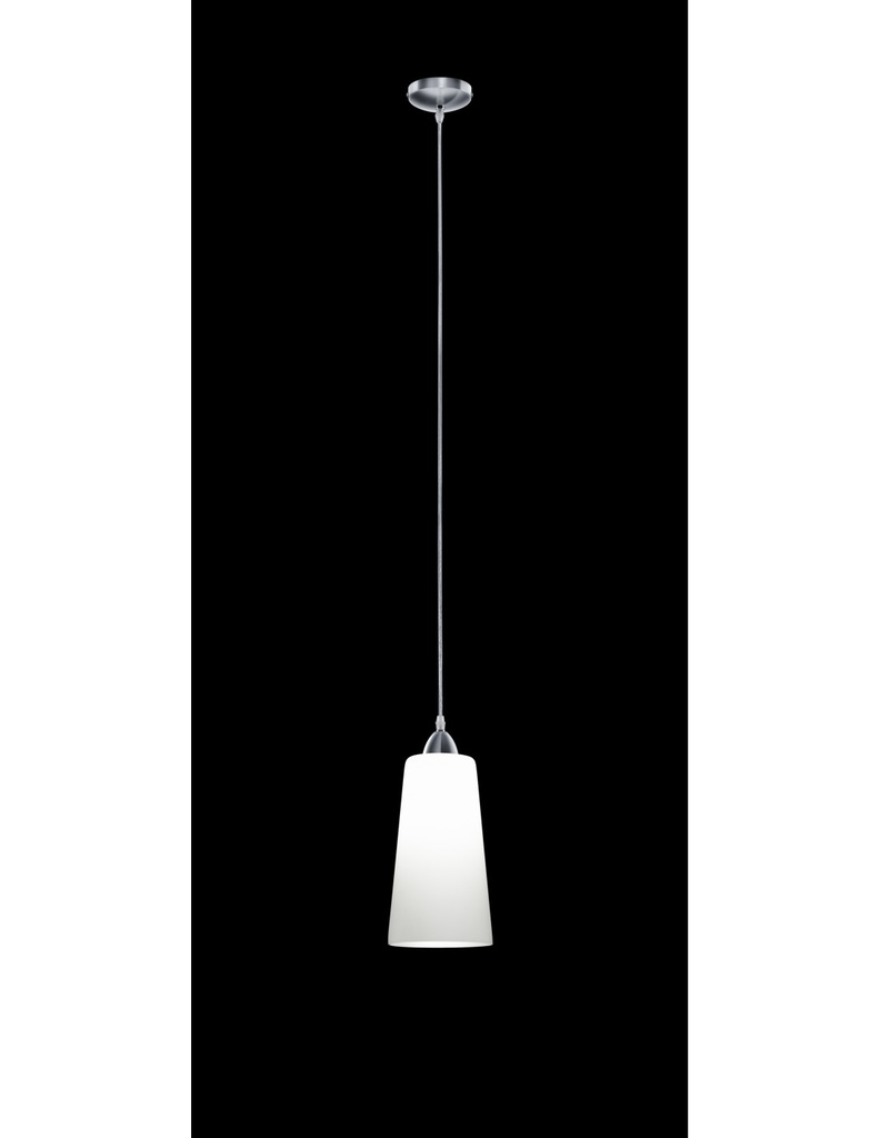 Sospensione Moderna Koni 1xE27 Nichel E Vetro Bianco Ø15 cm Trio Lighting