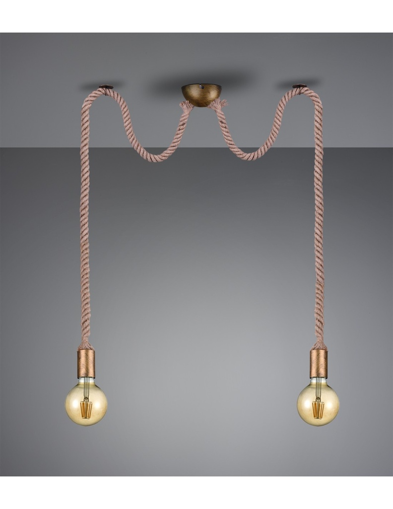 Sospensione Rope 2 Corde Ottone Con Decentramento Trio Lighting
