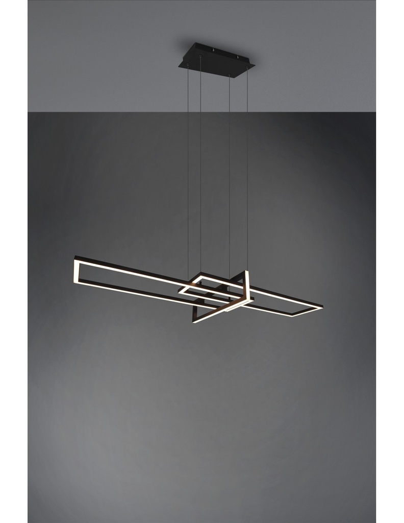 Sospensione Salinas 3 Rettangoli Led 34w Nero L110 cm Dimmerabile Trio Lighting