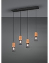 Sospensione Tosh Nero 4xE27 Legno E Gabbia Metallica L65 cm Trio Lighting