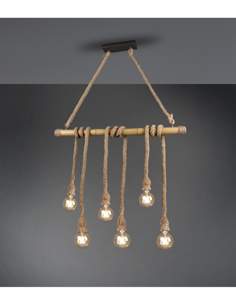 Sospensione Vintage in Bambù e Corda L100 cm